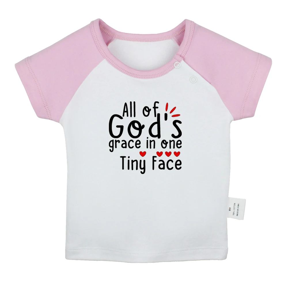 

All of God's Grace in One Tiny Face Fun Baby T-shirts Cute Boys Girl Tees Infant Short Sleeves T shirt Newborn Clothes Kids Tops