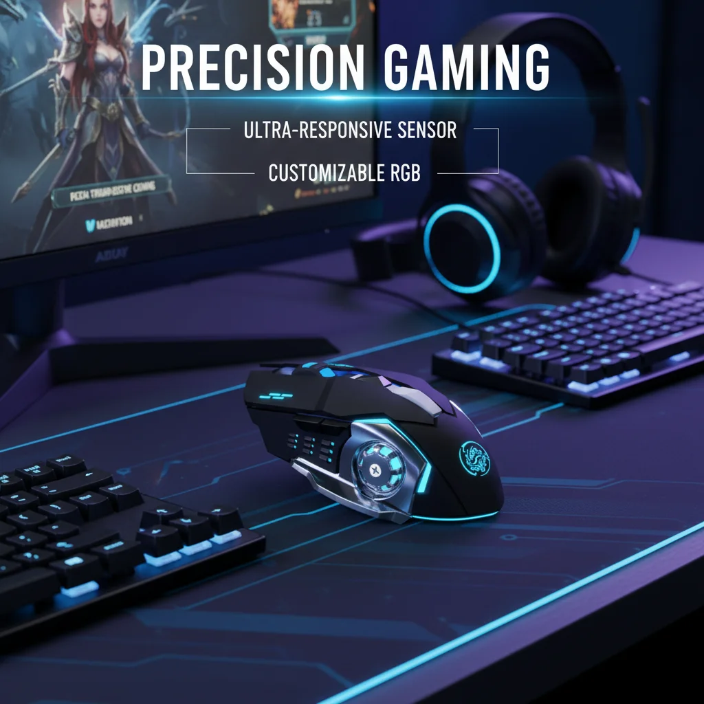 Rechargeable RGB LED Ergonomic Wireless Mouse with Type-C Connection