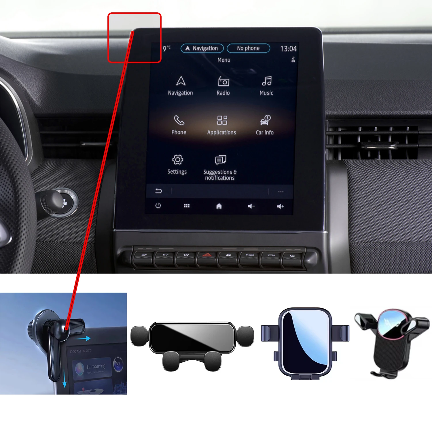 

For Renault Zoe Easy Link/Clio 5/Captur 2/Arkana Easy Link 2020-2023 Car Phone Holder GPS Bracket Auto Stand Accessories