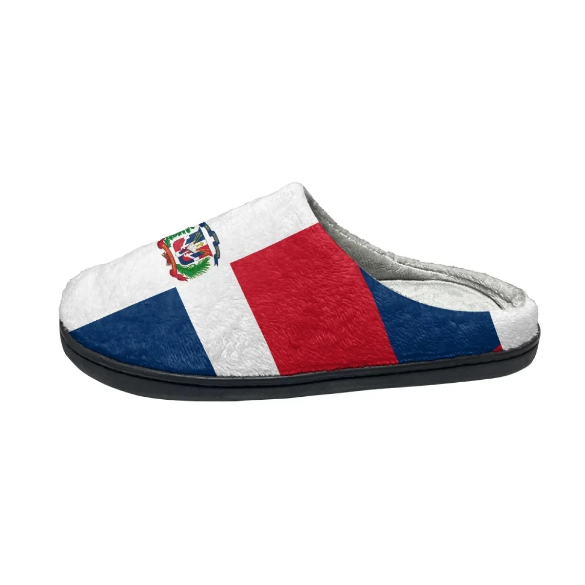 Winter Women Cotton Slippers Dominican Republic Flag Household Indoor Warm Slides Non-Slip Home Couple Footwear Print On Demand
