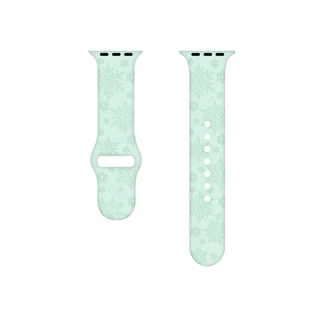 Sport Strap for Apple Watchband 44mm 40mm 38mm 42mm 41mm 45mm Printed Silicone Bracelet for iwatch series 7 6 5 4 3SE watch band snow-mint green