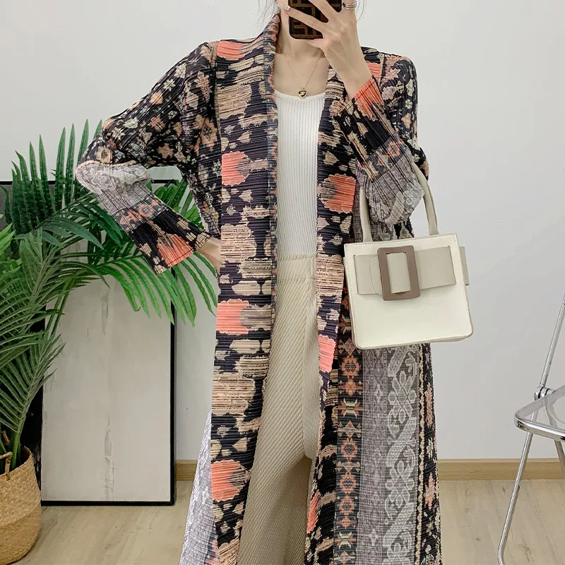 miyake Women's Loose Fitting Printed Abaya Outer Coat Pleated Versatile Autumn Outfit 2026 3