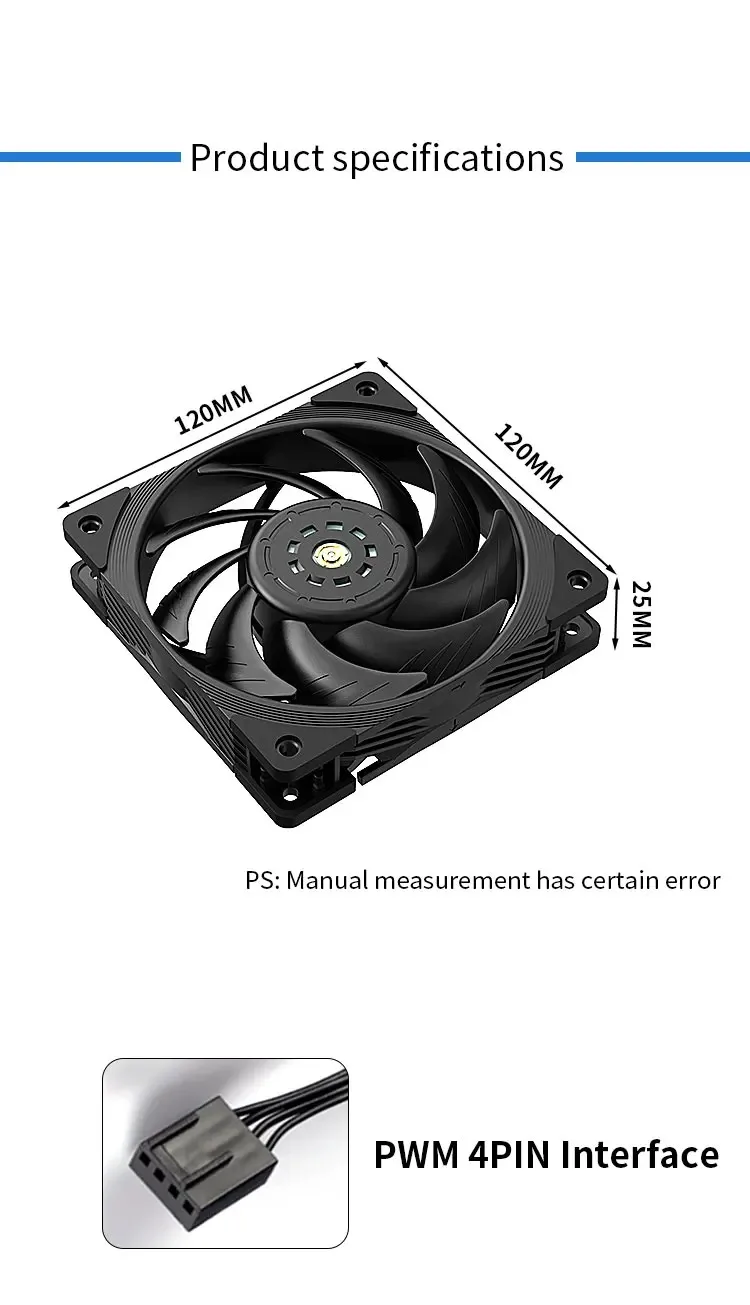 T30 Computer Case Fan 12CM 4PIN PWM CPU Cooler Fan PC Case Silent Fan 120mm