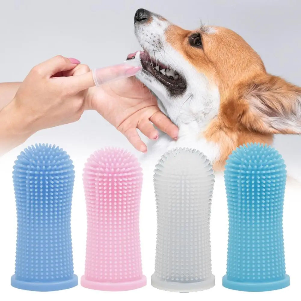 Perro Super Suave Pet Dedo Cepillo de Dientes Limpieza de Dientes Cuidado del Mal Aliento Herramienta de Cepillo de Dientes de Silicona No Tóxico Suministros de Limpieza para Perros Gatos