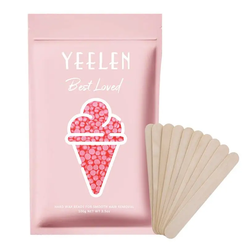 Hard Wax Beads 3.5 Oz 100g for Hair Removal 10 Sticks Brazilian Waxing for Bikini Face Eyebrow Chest Legs Armpit Women Men