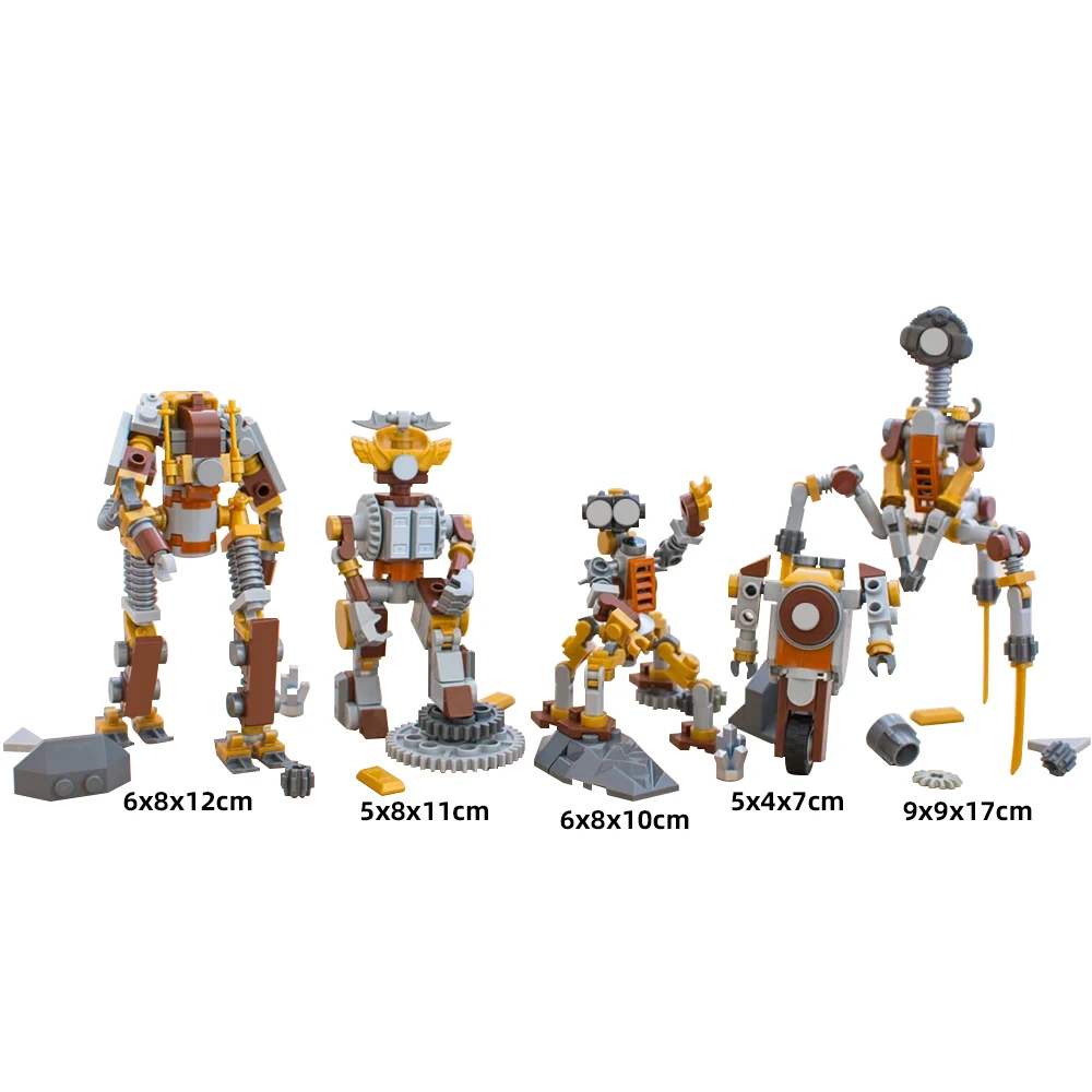 5 in 1 Steampunked Robots Building Block Set Movie Action Figure Bricks Blocks Toy Creative Model Building Children Xmas Gifts