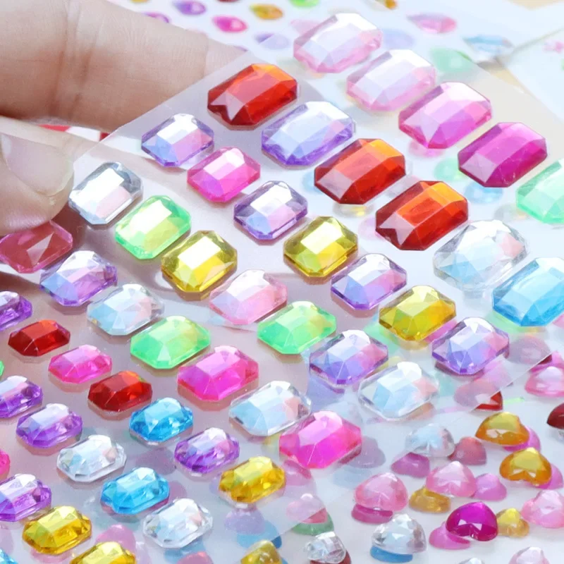 Muticolor Self Adhesive Gems Stickers 2sheets For Crafts Rhinestones Assorted Shapes Jewels Girls Gifts self adhesive stickers adhesive stickers decorative stickers decorative labels stickers