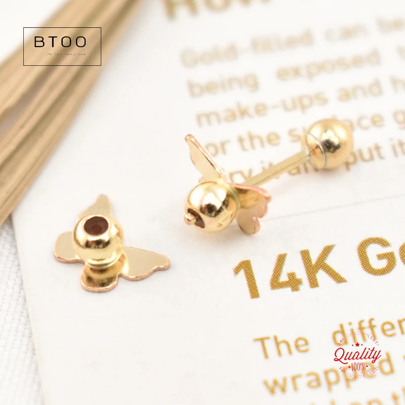 14K Gold Filled Butterfly Ear Clutches 3mm Earring Backs Wholesale Supplies for Jewelry DIY Tarnish Resistant Jewelry Findings
