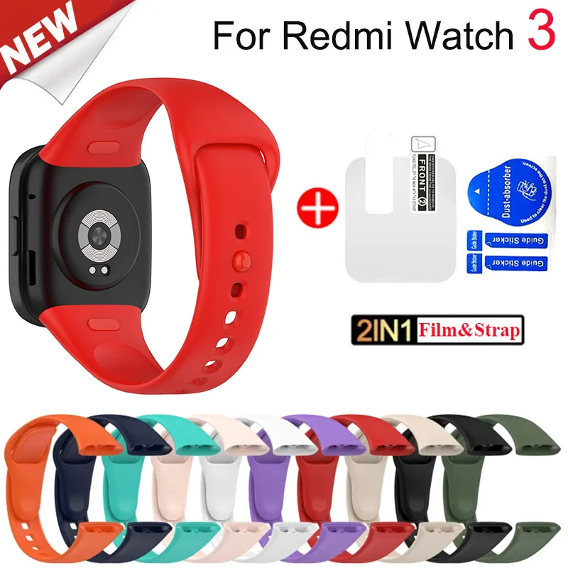 Replacement Silicone Strap For Xiaomi Redmi Watch 3 Watchbands Strap For Redmi Watch 3 Strap Correa Bracelet Accessories 22mm watch bands for xiaomi amazfit pace stratos 3 2 2s strap silicone strap for amazfit gtr 47mm 2 3 bracelet soft wrist correa
