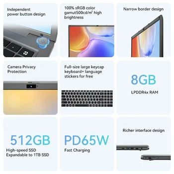 Adreamer 16 Inch Laptop LeoBook16S 2560*1600 IPS 60Hz CPU Intel Core i5-1240P 16GB RAM SSD 1TB 16 4