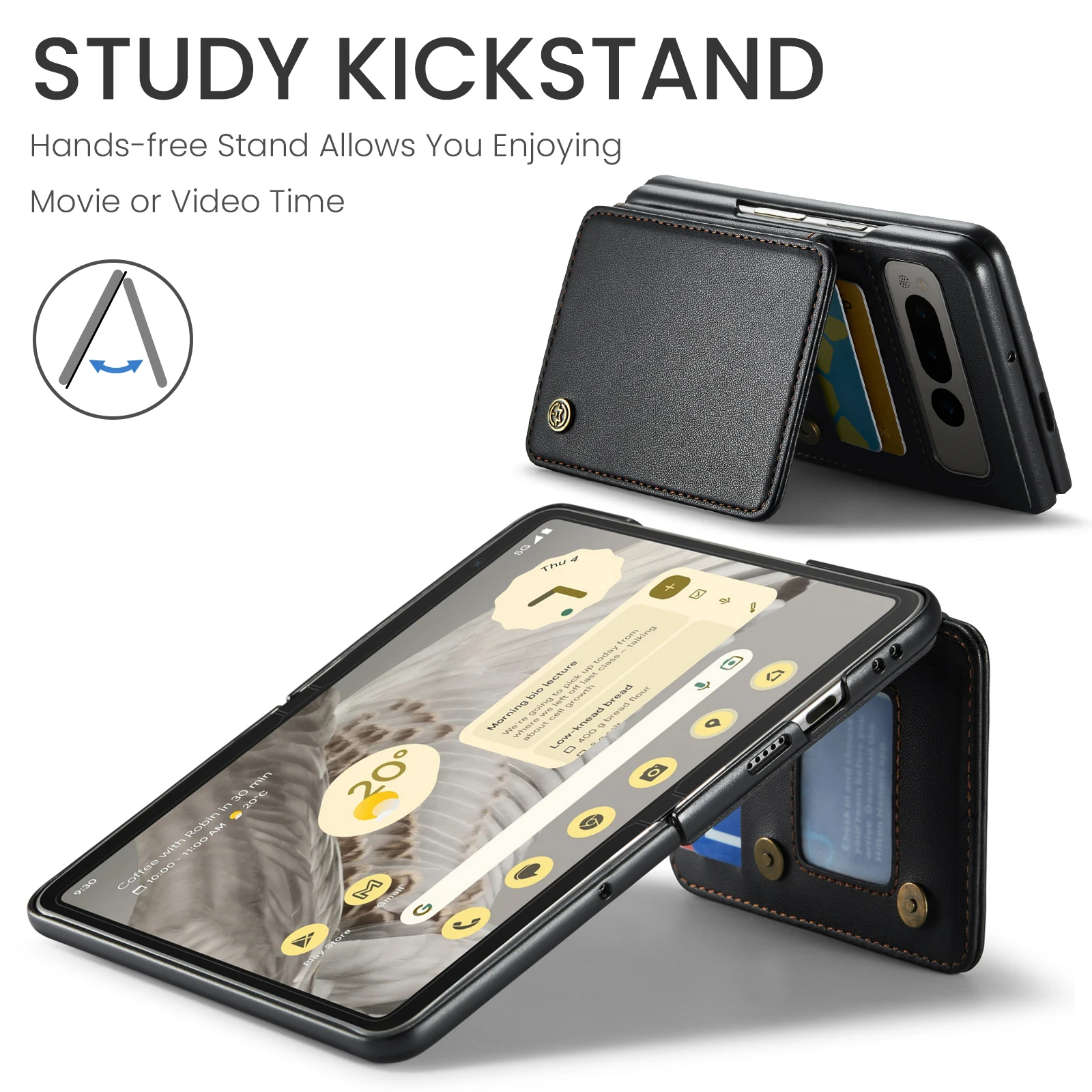 CaseMe Luxury Card Bag Wallet Case for Google Pixel Fold Shockproof Double Magnetic Buckle Closure Premium PU Leather Case