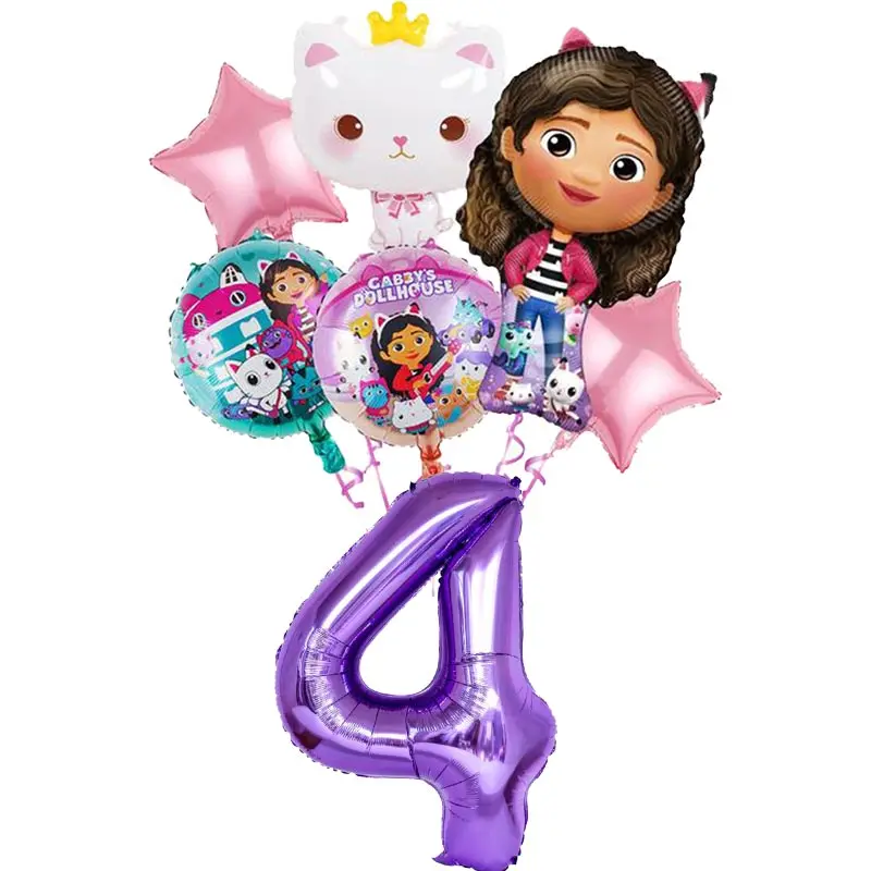 Gabby Dollhouse Cats Birthday Party Decoration Tableware Set Balloons Cups Plates Napkins Backdrop Banner Kids Party Supplies – Detail 28