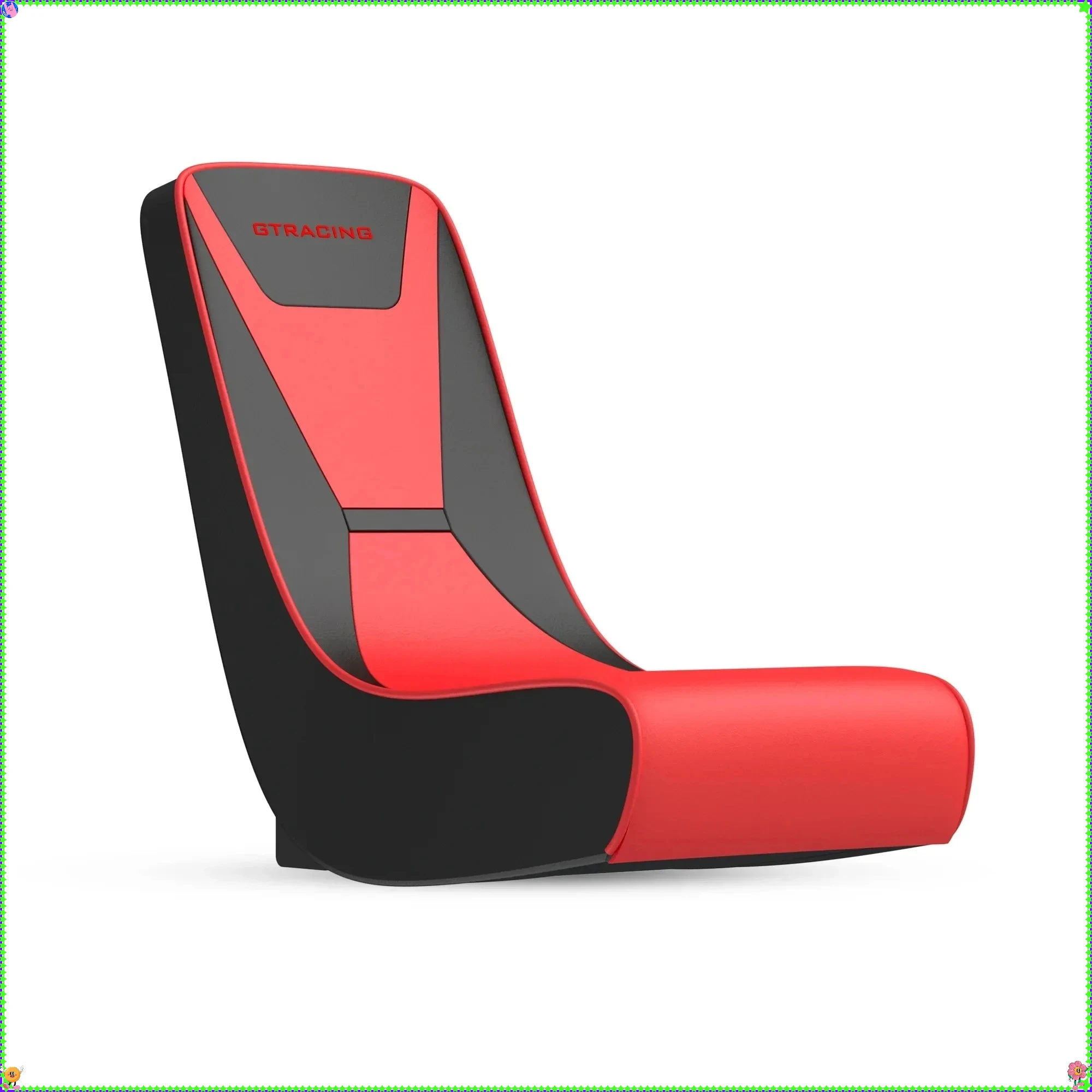 Faux Leather Floor Rocking Video Game Chair, Red, Durable Steel Frame ...