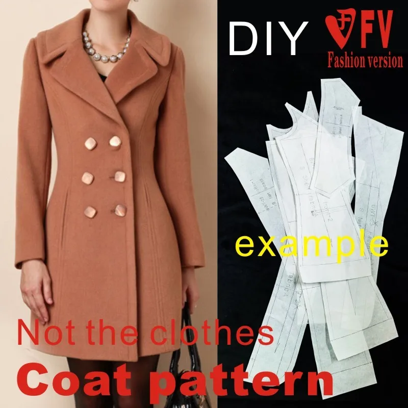 Clothing DIY Overcoat Sewing Pattern Coat Sewing Template Cutting drawing BFY-35