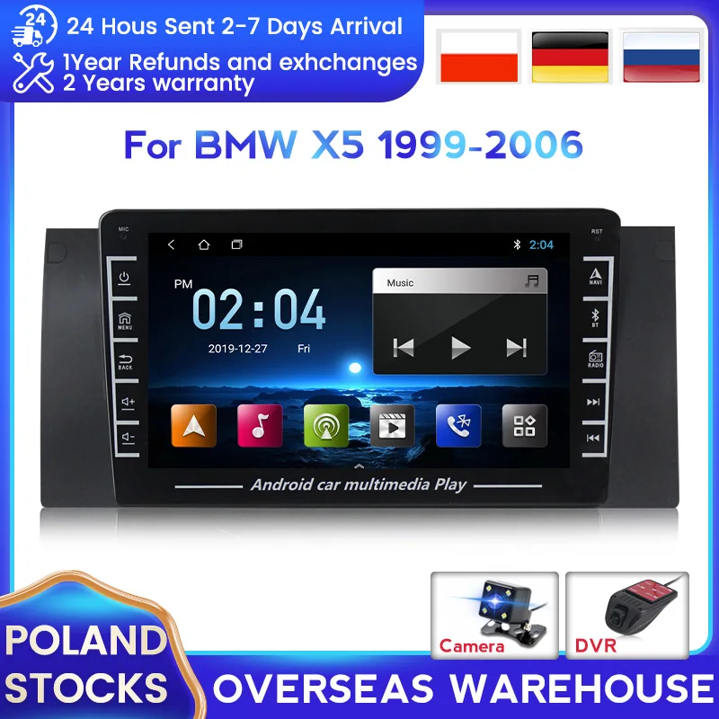 В наличии в Польше! Автомагнитола для BMW 5 E39 E53 X5 1995-2001 2002-2006 wifi bluetooth android 2 din |