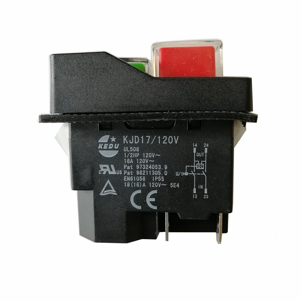 KEDU KJD17 Waterproof Electromagnetic Push Button Switch, 4 Pole 5 Pole AC250V 16A Magnetic Starter, Power Tool, Safety Switch for Machine (4PIN