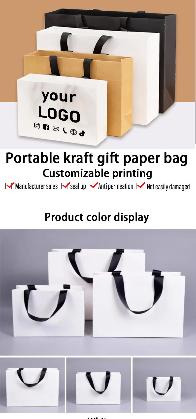 Custom Paper Gift Bags – Durable, eco-friendly paper bags with printed logos, perfect f... - SKU PGB23017 - UGI Packaging