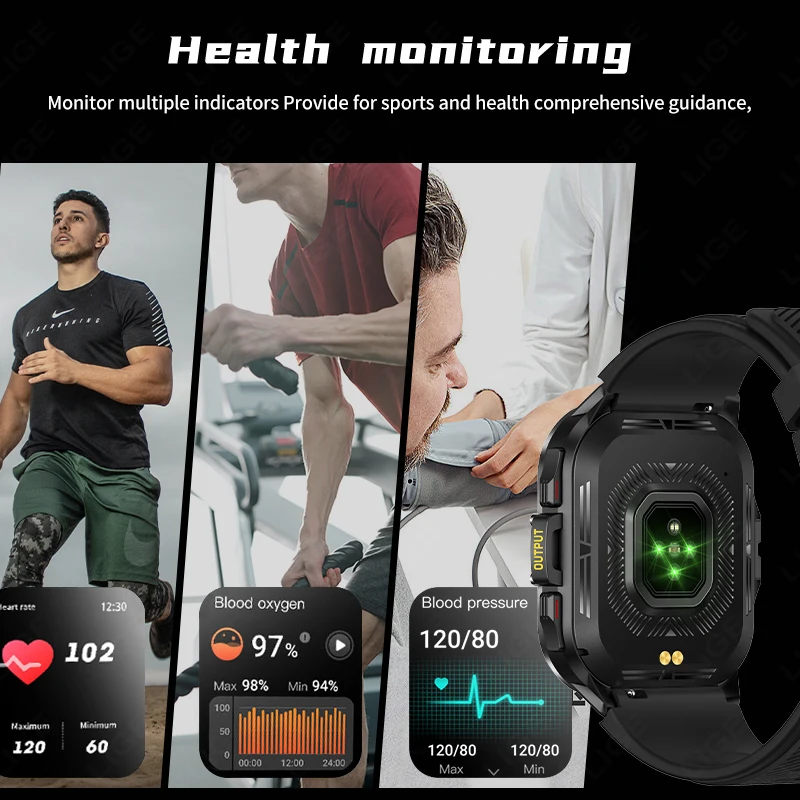LIGE Voice Calling Smart Watch HD AMOLED Display Health Monitor Sports Watches Bluetooth Phone Calls Smartwatch For Men Women