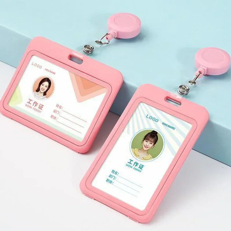 개폐식 ID 태그 작업 카드 케이스 커버 배지 홀더 직원 작업 패스 액세스 작업 카드 홀더 커버 슬리브 배지 보호기