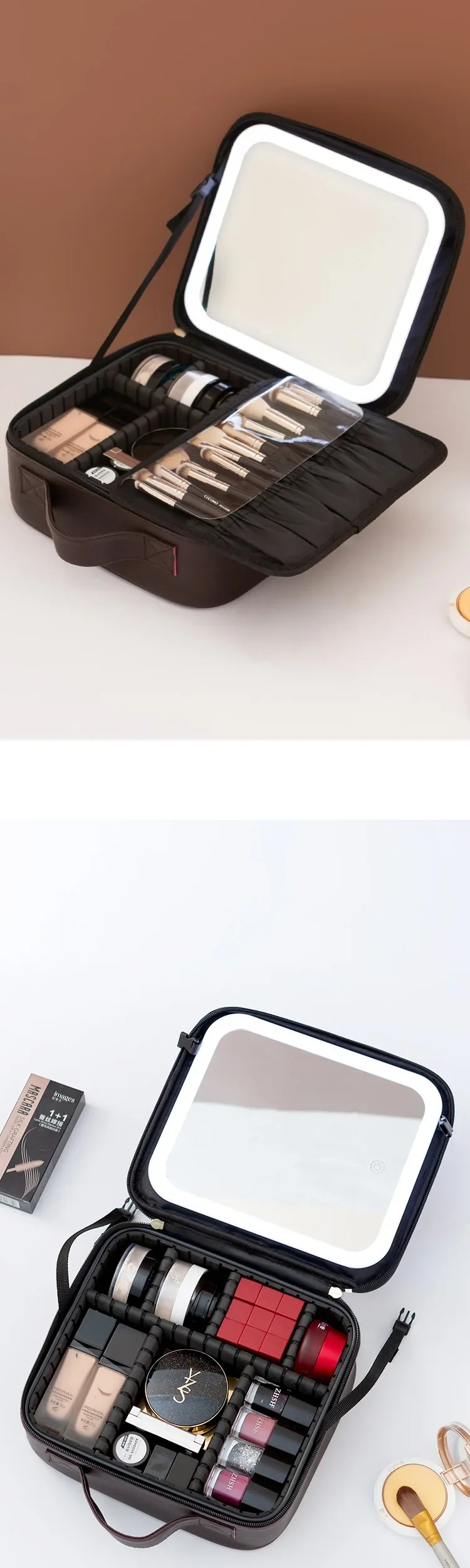 LED Lighted Travel Makeup Bag with Mirror – Portable Cosmetic Storage Case with USB Cha... - SKU TMO16582 - UGI Packaging