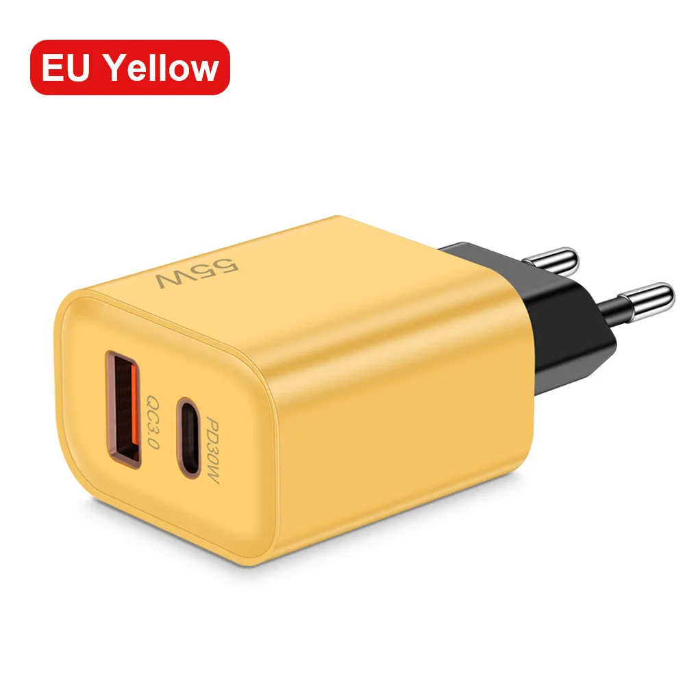 High-Speed 55W Dual-Port USB-C Fast Charger Adapter