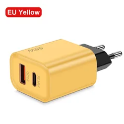High - Speed 55W Dual - Port USB - C Fast Charger Adapter - EU Yellow