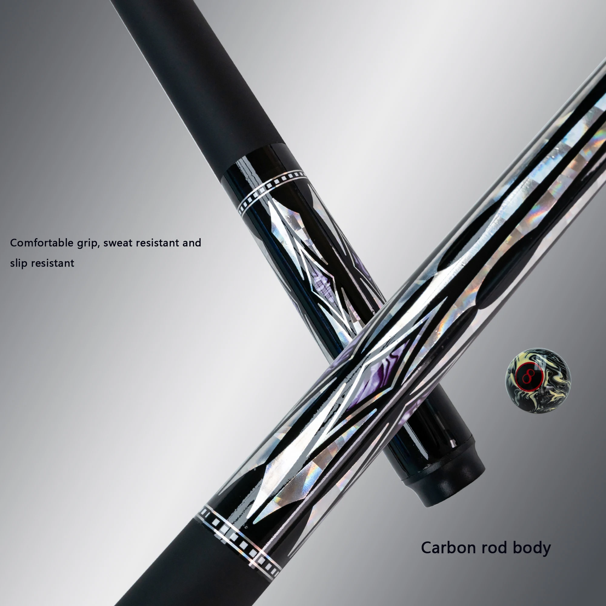 Carbon Fiber Snooker Billiard Cue 9.5mm Tip Leather Grip 19oz Weight Precision Shot Ideal Gift for Holidays