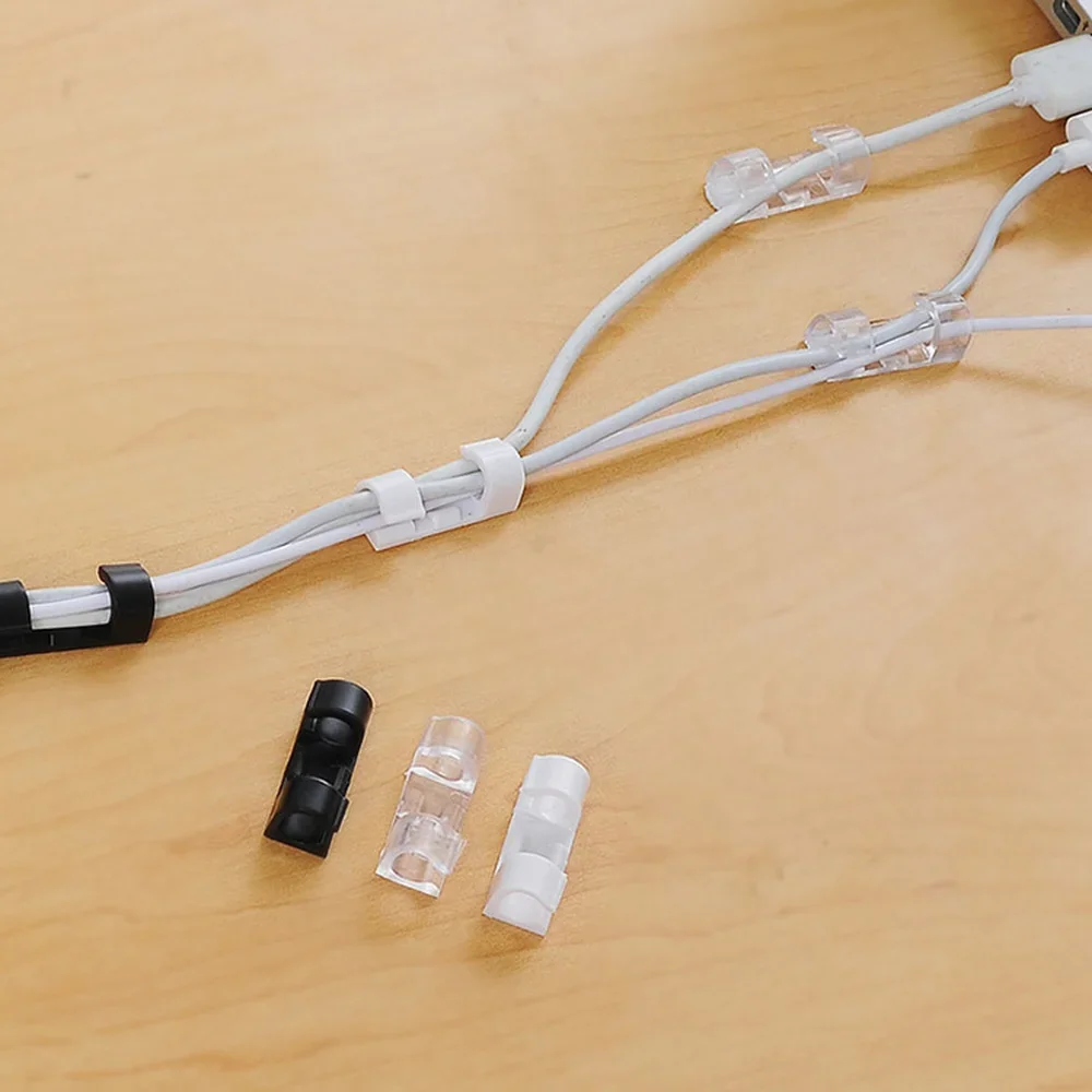 20pcs Usb Organizer Cables Desk Cable Holder Self-adhesive Cable Clip Cord Holder Winder Wire Clips Office Accessories