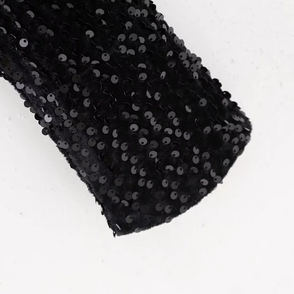 Winter New Women's Fashion, Casual, Sweet and Versatile Bow Tie with Sequin Top
