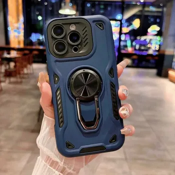 Luxury Rugged Car Ring Stand Phone Case For IPhone 17 Pro Max Air 16 15 14Plus 13 12 11 Anti-fall Armor Hard Protect Cover Funda 1