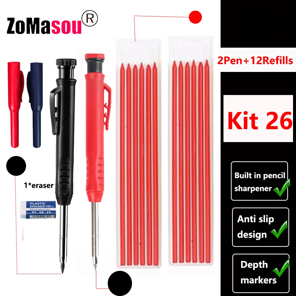 Premium Carpenter's Mechanical Pencil with Deep Hole Marker and Sharpener