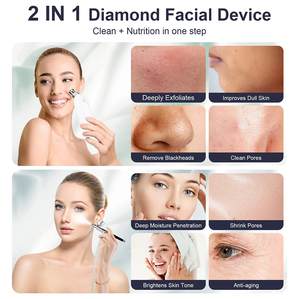 Portable Diamond Peeling Machine Hydrating Sprayer Microdermabrasion Facial Deep Cleaning Exfoliation Vacuum Blackhead Remover