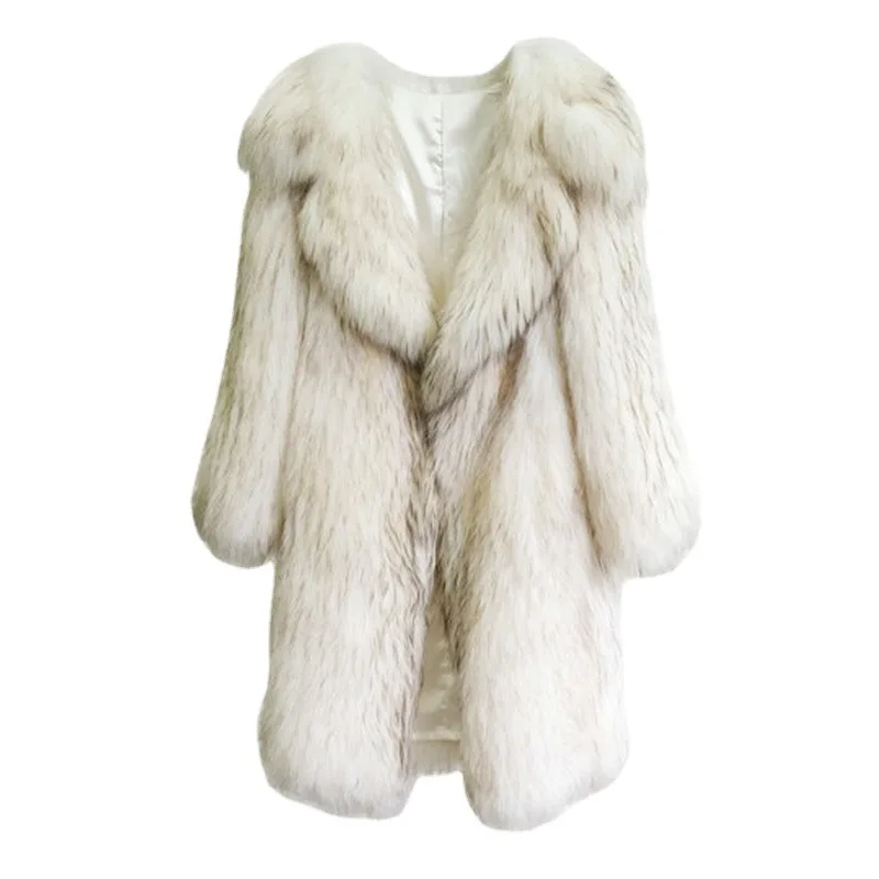 Winter Fox Fur Faux Fur Coat Women Thick Warm Fluffy Jacket Long Fur Coat Plus Size Korean Fashion Cardigan Outerwear