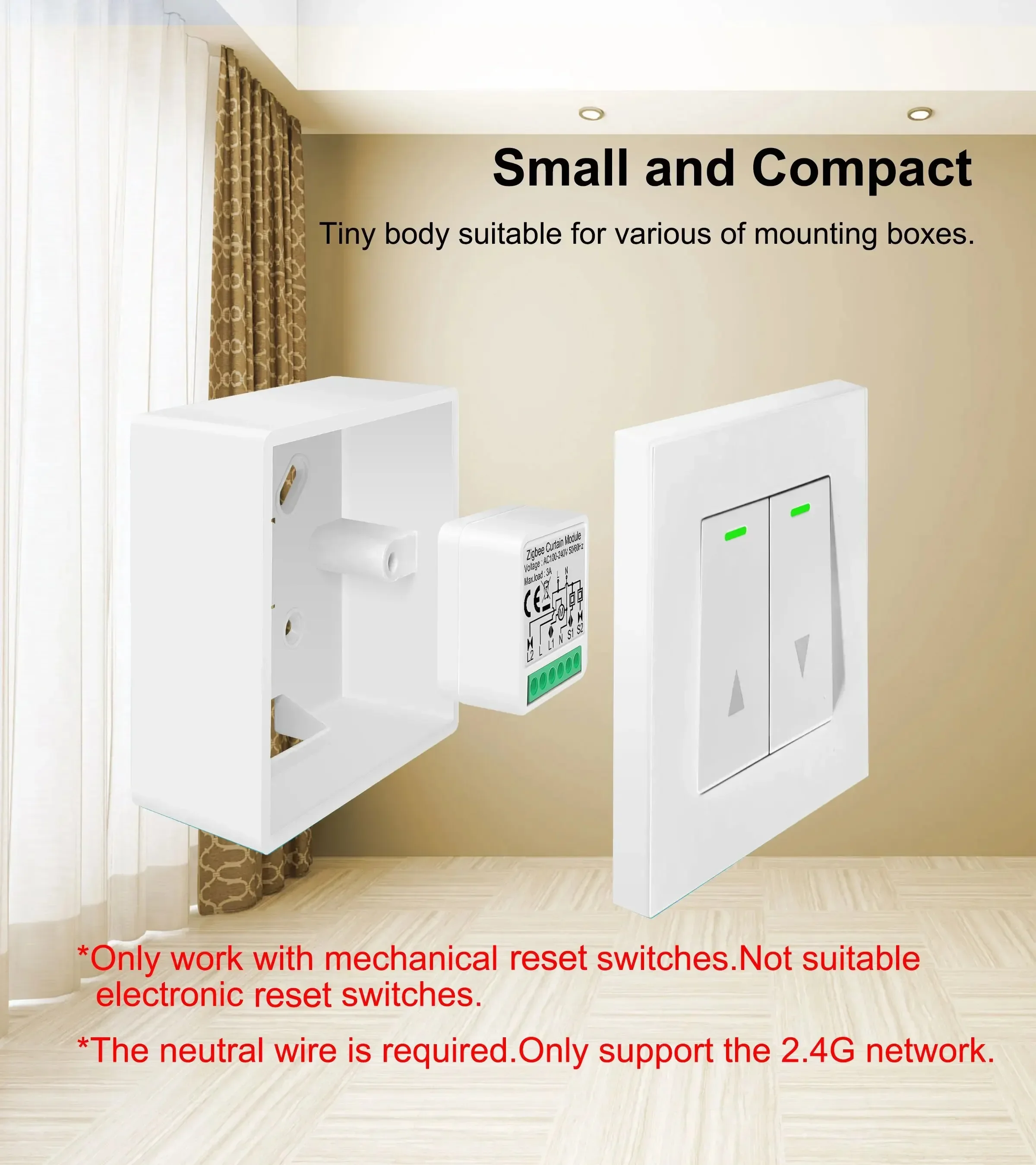 Tuya Zigbee Mini L2 Smart Switch Module 2 Way Control Breaker No Neutral Wire fo