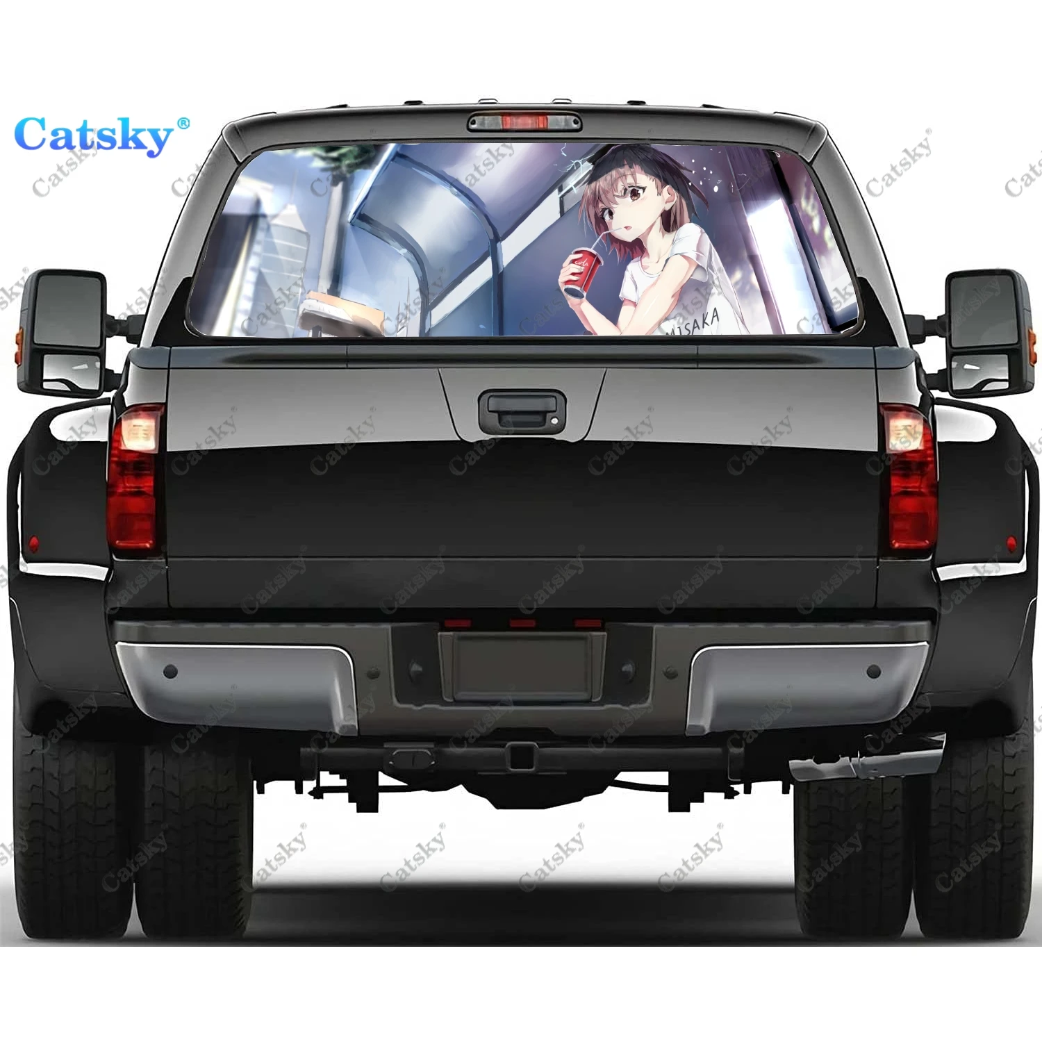 

Anime Girl Mikoto Misaka Car Body Rear Window Stickers Windshield Decal Truck Rear Window Decal Tint Perforated Vinyl Graphic