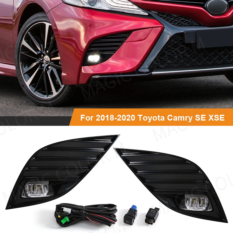 Gruppo Fendinebbia Per Auto Per Toyota Camry Xse Se 2018 2019 2020 Led Daytime Running Light Drl Fari 12V Switch Harness Covers
