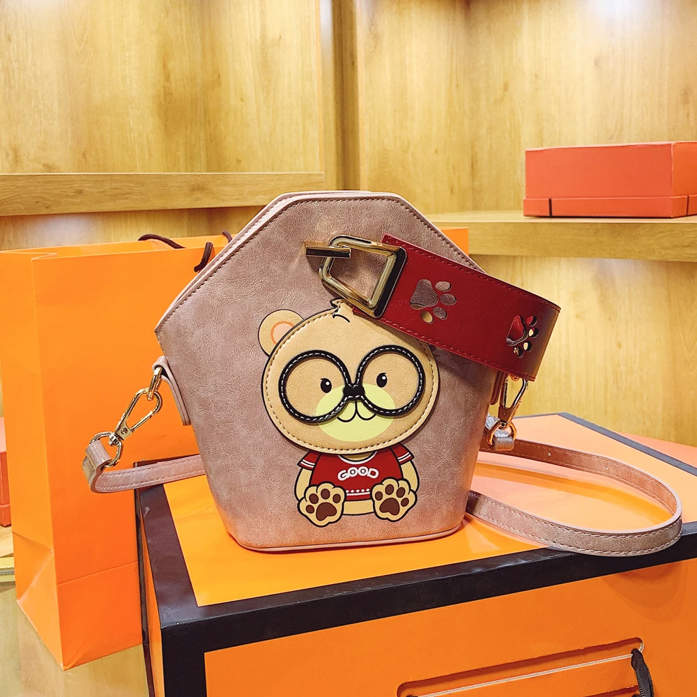 BeiBaoBao Brand Female Crossbody Purse Handbag For Women 2023 Cute Bear Bucket Women Shoulder Bag