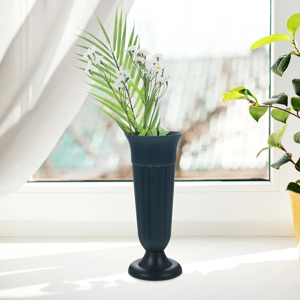 2 Pcs Roman Column Flower Pot Vase Adornment Garden Flowerpot Outdoor Ornaments Memorial Desktop Delicate Cemetery Grave Holder 2