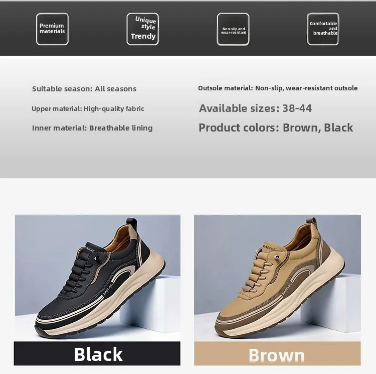 الرجال الربيع الصيف 2025 الانزلاق على سميكة القاع تنفس في الهواء الطلق عادية لينة وحيد أحذية رياضية جولة تو الجلود الربط