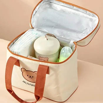 Insulated Baby Bottle Bag Thermal Milk Storage Tote Large Capacity Mommy Diaper Bag Portable Cooler Pouch for Travel Outdoor