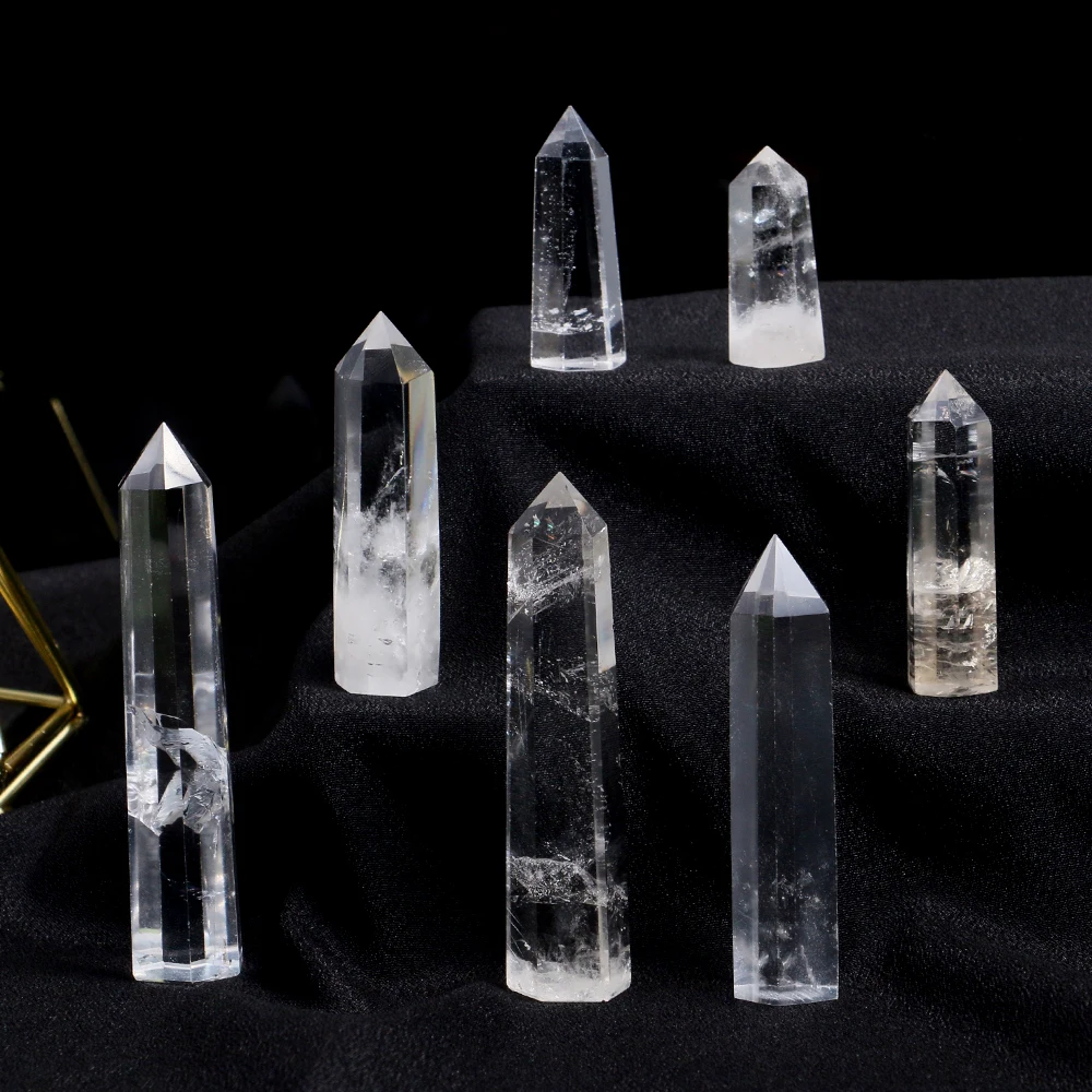 

Mineraali 3-4cm Natural Crystal Transparency Quartz Tower Healing Small Hexagonal Prism Obelisk Wand Point Treatment Stone Decor