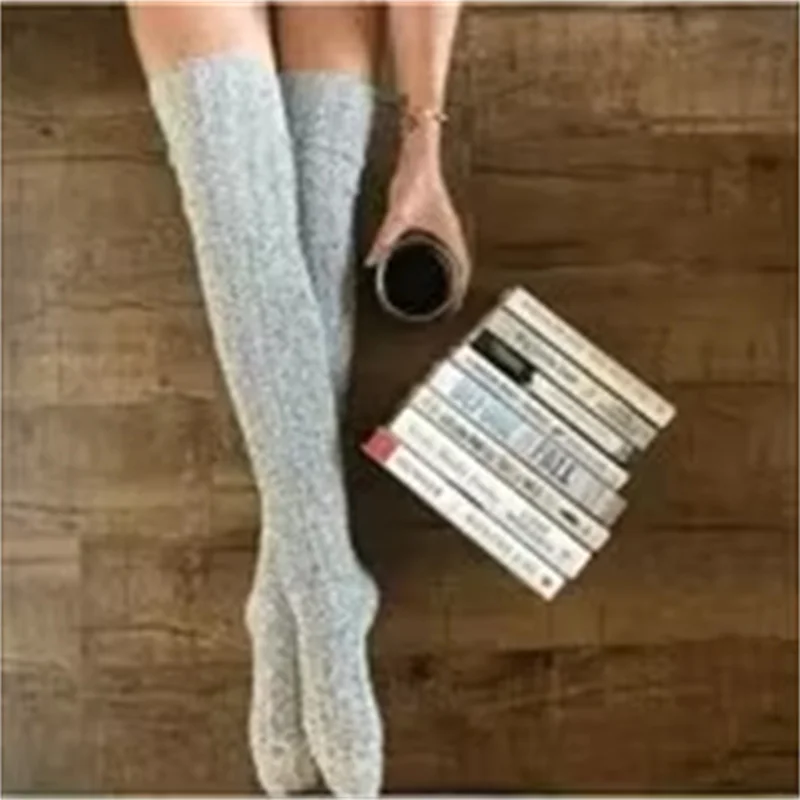 Thigh High Socks 1 Pair Warm Stylish Over the Knee Knit Socks for Women Preppy Thermal Winter High Stocks Thickened Material