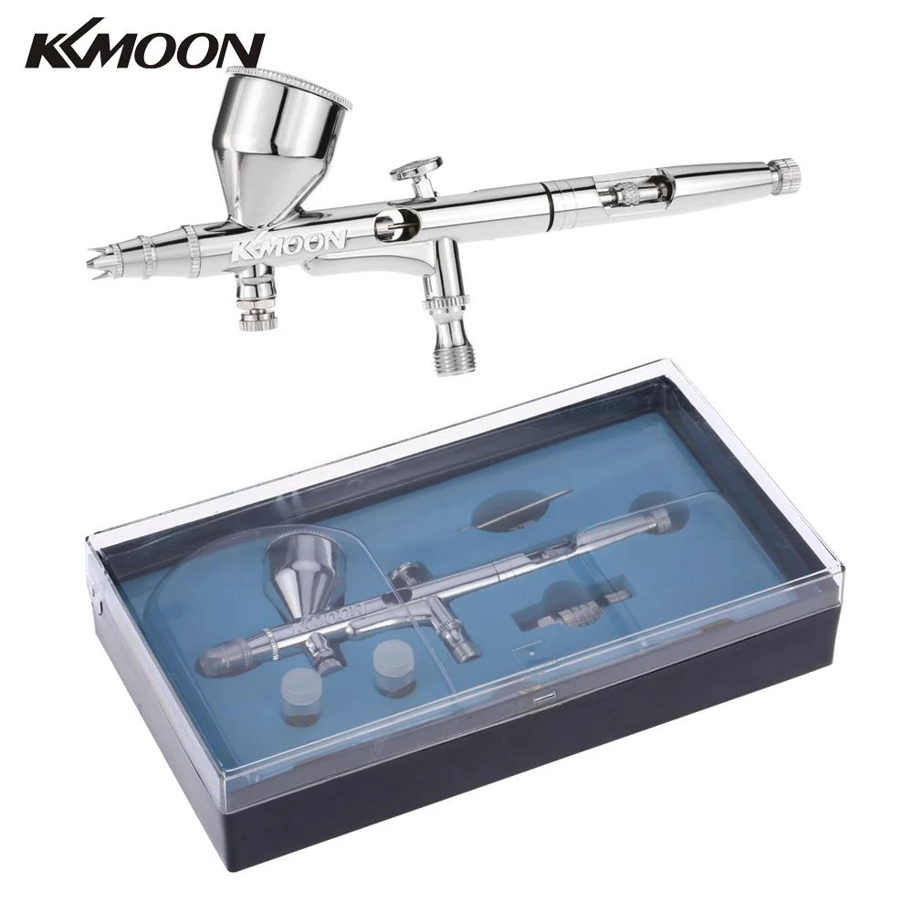 KKmoon Gravity Feed Dual Action Airbrush Kit Set 0.2/0.3/0.5mm 9cc for