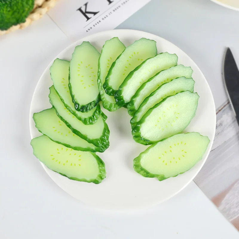 Simulation Cucumber Fake Vegetable Fruit Artificial Cucumber Slices Home Decoration Kitchen Photography Props Fake Food