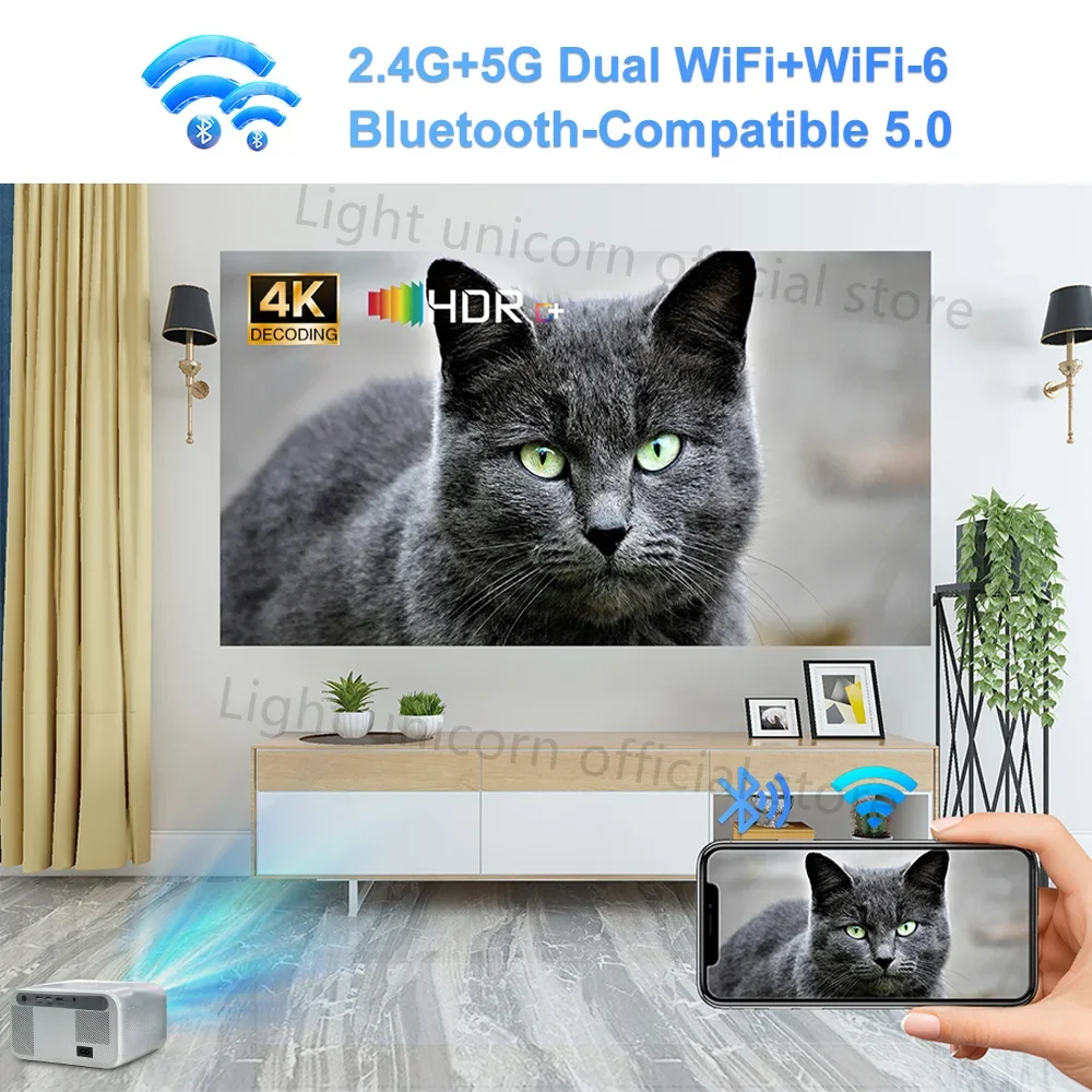 Portable Projector Light Unicorn X9 PRO Full Hd 1080P 4K Projector Android Wifi6 Mini Portable Native 1920✖1080P Video HDR Home Theater TV Beam