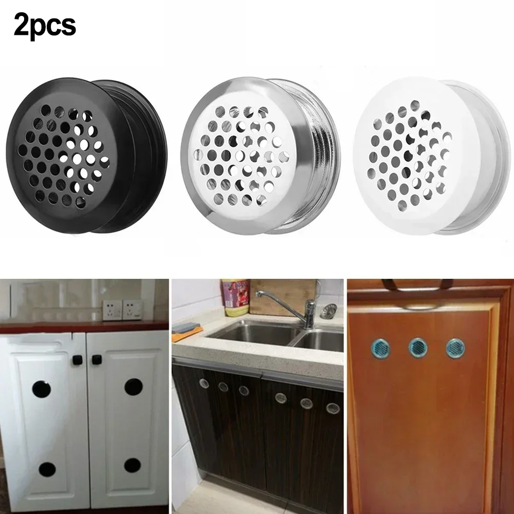 Stainless Steel Air Vent Grille Round Ventilation Grilles Wardrobe Cabinet Air Vent 2pcs air vent grille ventilation grille air vent cover