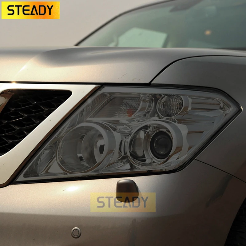 

2 Pcs Car Headlight Protective Film Headlamp Vinyl Transparent Black TPU Sticker For Nissan Patrol Y62 2012-2018 Accessories