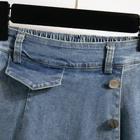 Plus Size Denim Skirt Women Autumn 2024 New High Elastic Waist Blue Color Jeans Skirts With Lining Korean Style Casual Skirt - Image 5