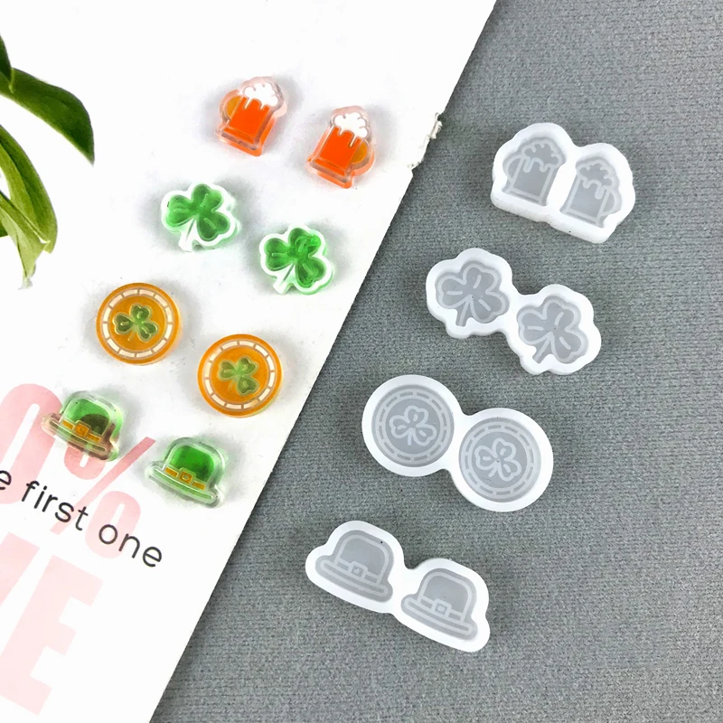 2023 New Earrings Silicone Mold DIY Making Lucky Grass Beer Earrings Decorative Tools Uv Epoxy Resin Mold Jewelry Crafts