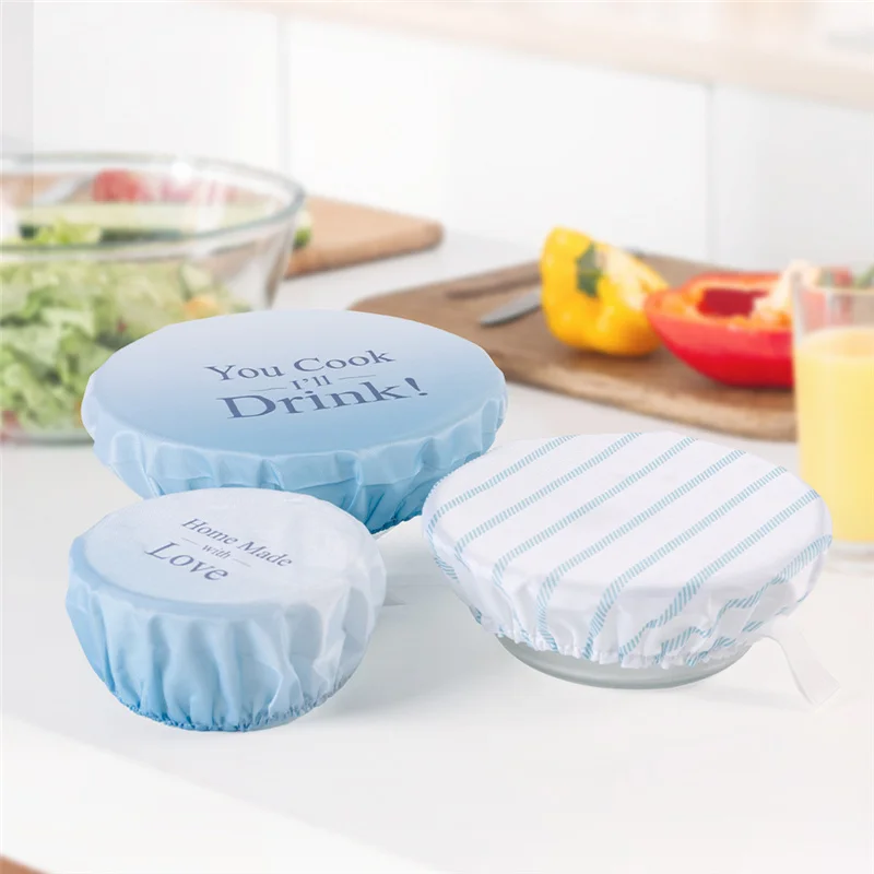 Oxford Cloth Printed Bowl Cover Reusable Elastic Food Bowls Protective Cover Multipurpose Kitchen Container
